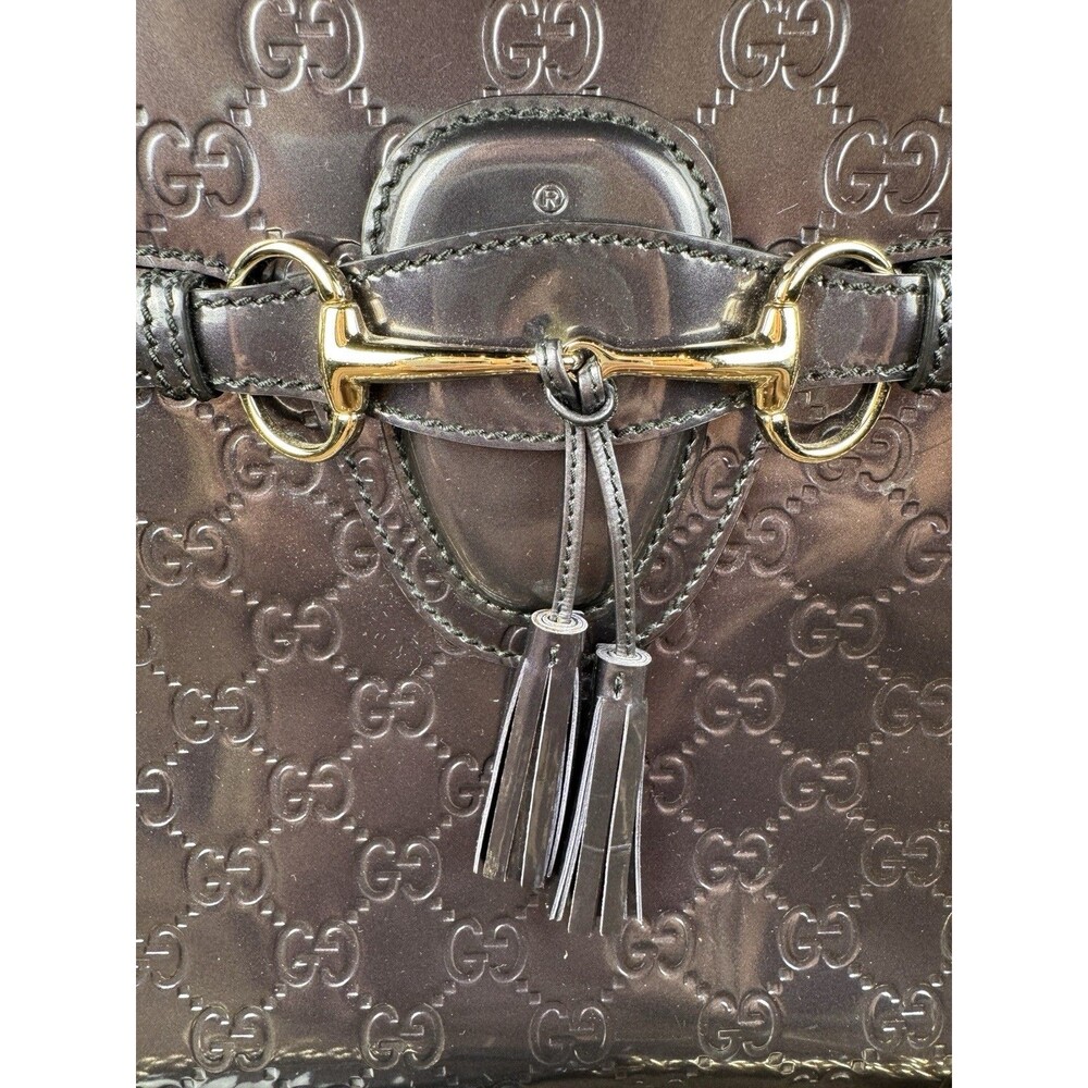 Gucci Emily Chain Flap Shoulder Bag Guccissima Purple Patent Leather Large - Picture 4 of 16